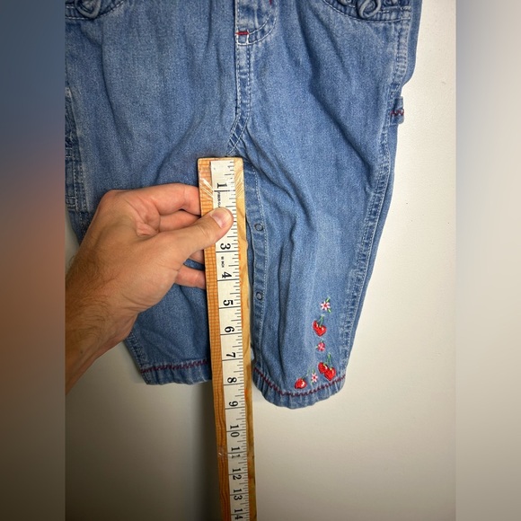 Vtg 90s Faded Glory Denim Overalls Size 18 Months Little Girl Sherry Embroidery - Picture 7 of 14